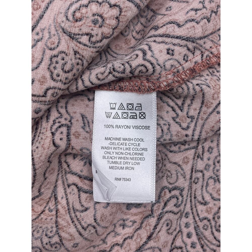 Lucky Brand Burnt Orange Paisley Tiered Midi Dress Long Sleeve Boho Chic Size M - Picture 11 of 11